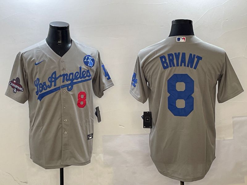 Men Los Angeles Dodgers #8 Bryant Grey Game 2025 Nike MLB Jersey style 6